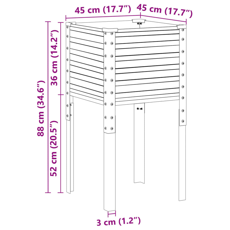 Plantenbak 45x45x88 cm staal groen
