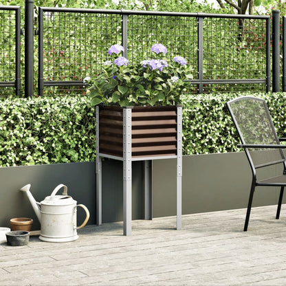 Plantenbak 45x45x88 cm staal bruin