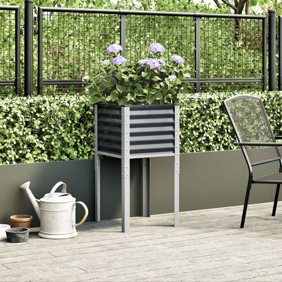 Plantenbak 45x45x88 cm staal antracietkleurig