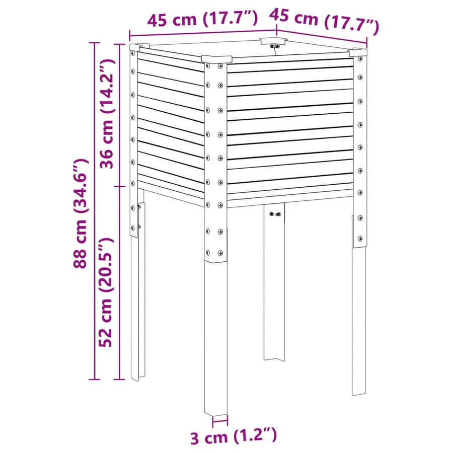 Plantenbak 45x45x88 cm staal antracietkleurig