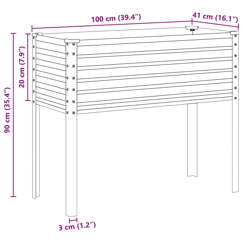 Plantenbak 100x41x90 cm staal groen