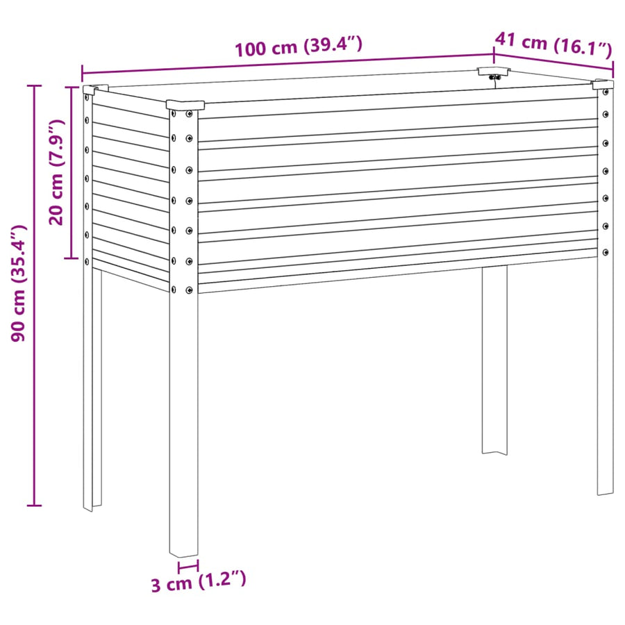 Plantenbak 100x41x90 cm staal antracietkleurig