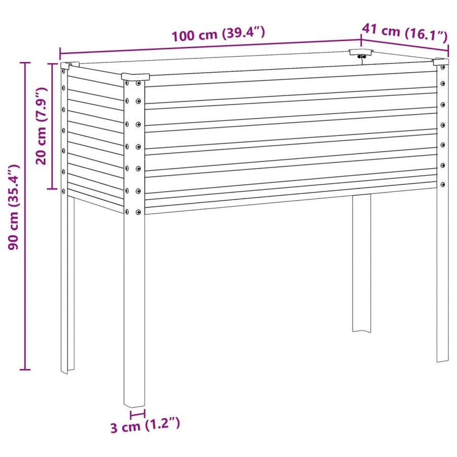Plantenbak 100x41x90 cm weervast staal