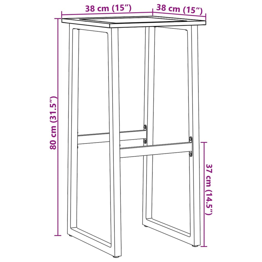 Barkrukken 2 st 38x38x80 cm gepoedercoat staal zwart