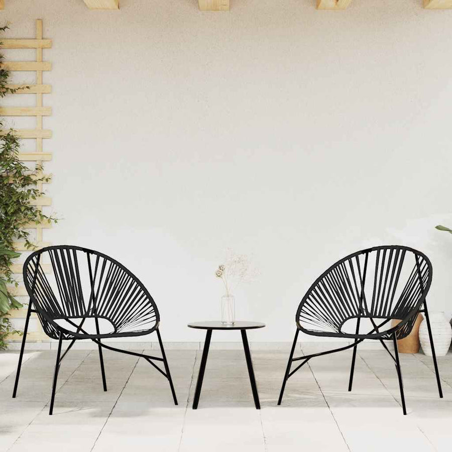 Tuinei Stoel Poly Rattan Zwart