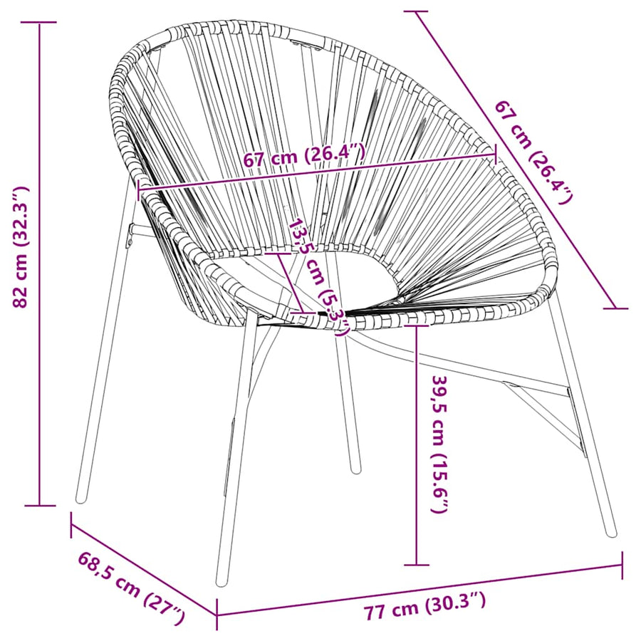 Tuinstoel Egg Poly Rattan Zwart en wit
