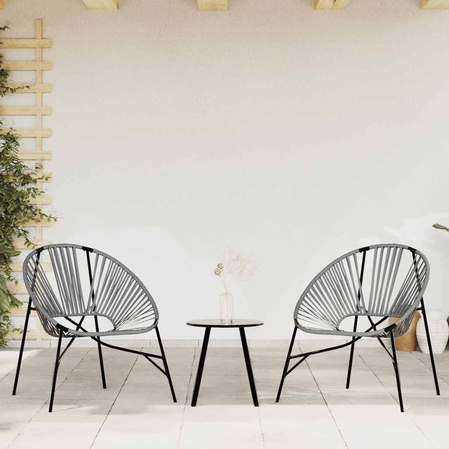Tuinstoel Egg Poly Rattan Zwart en lichtgrijs