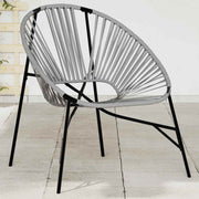 Tuinstoel Egg poly rattan 77x68.5x82 cm zwart lichtgrijs