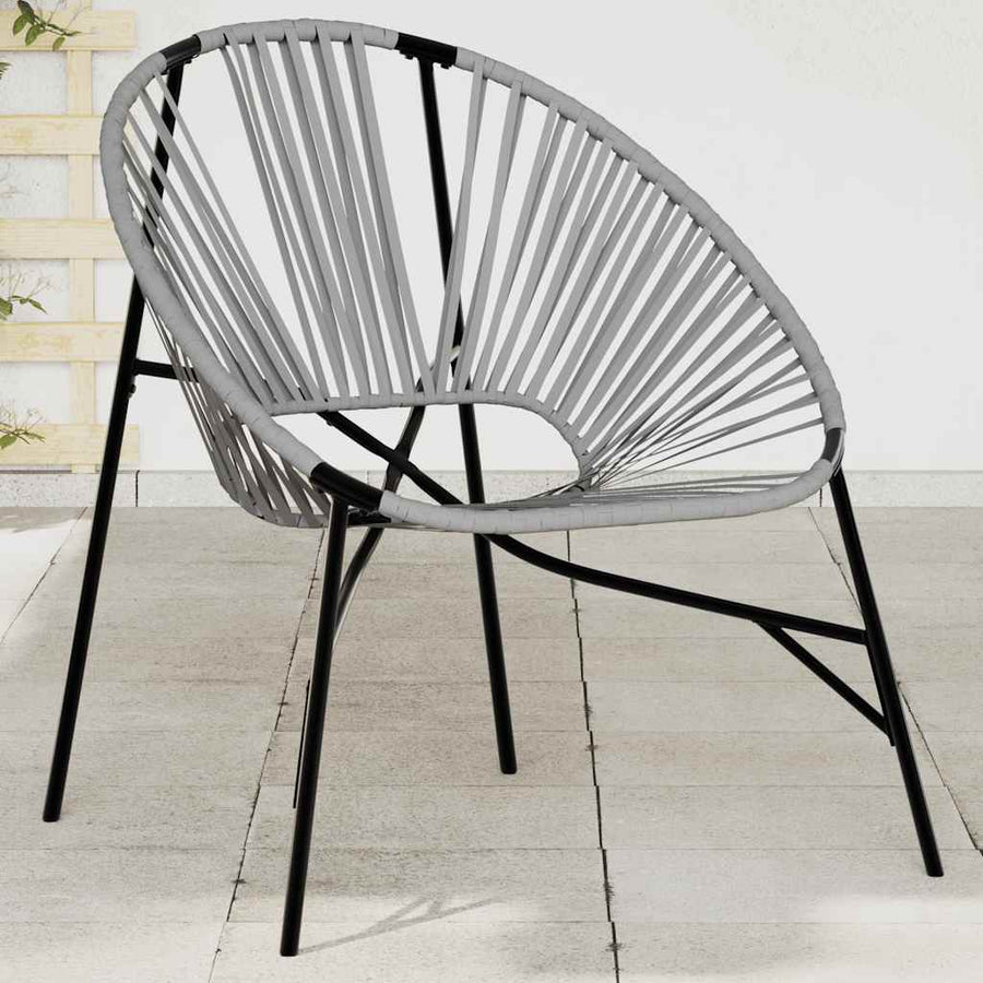Tuinstoel Egg Poly Rattan Zwart en lichtgrijs