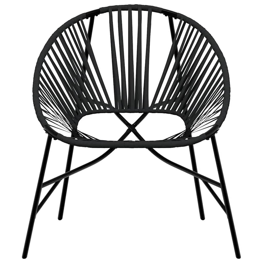 Set Tuinstoelen 3-Delig Poly Rattan Zwart