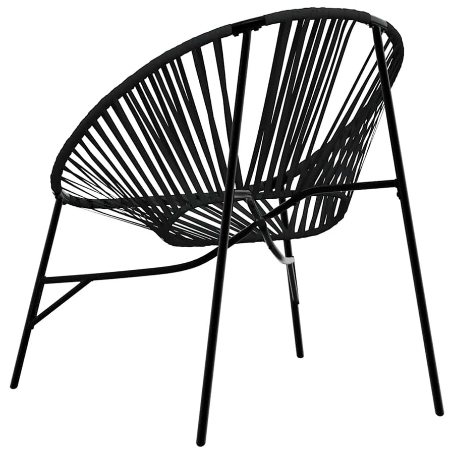 Set Tuinstoelen 3-Delig Poly Rattan Zwart