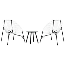 Tuinstoelenset 3-Delig Poly Rattan Zwart en wit