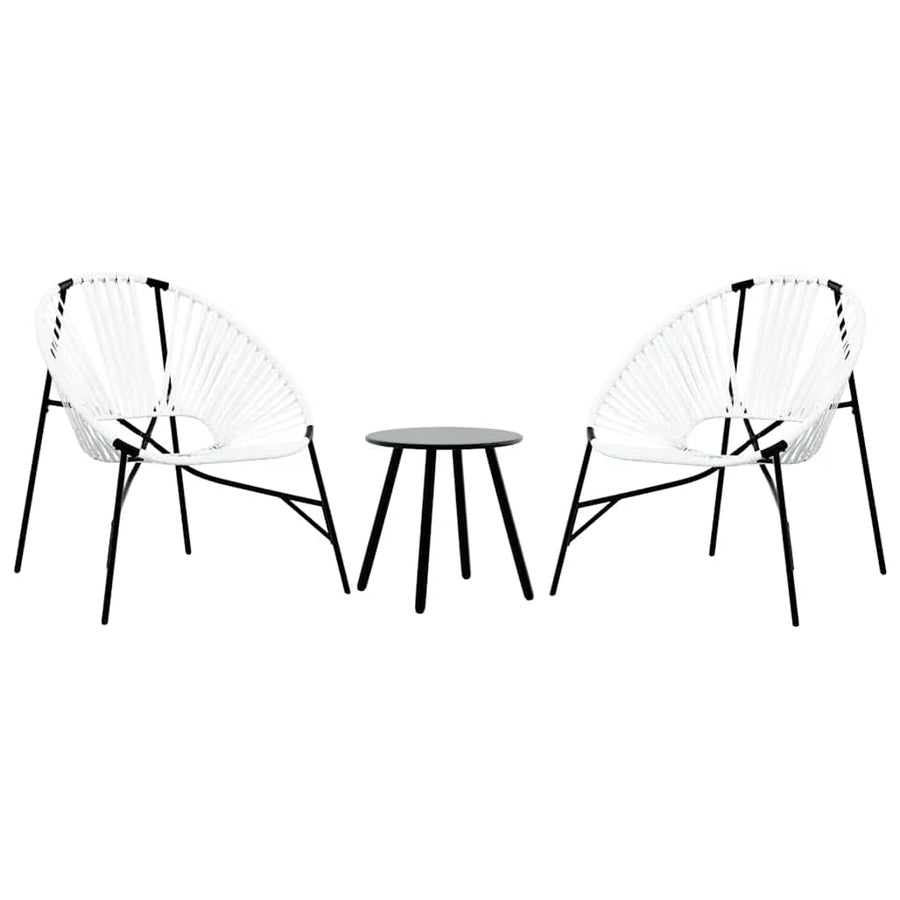 Tuinstoelenset 3-Delig Poly Rattan Zwart en wit