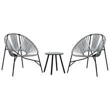 Set Tuinstoelen 3-Delig Poly Rattan Zwart en lichtgrijs