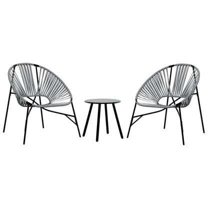 Set Tuinstoelen 3-Delig Poly Rattan Zwart en lichtgrijs