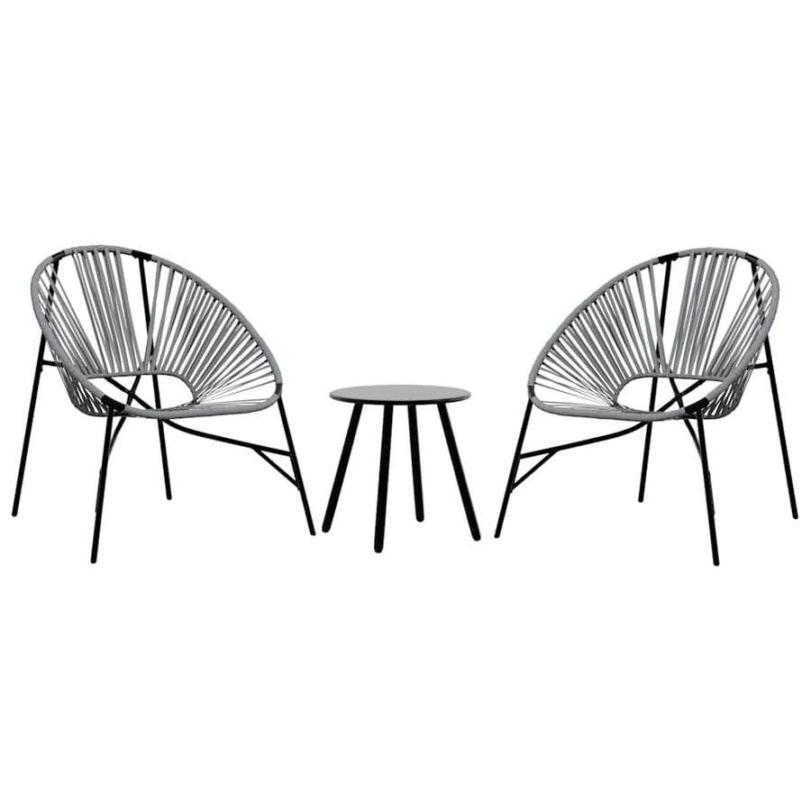 Set Tuinstoelen 3-Delig Poly Rattan Zwart en lichtgrijs