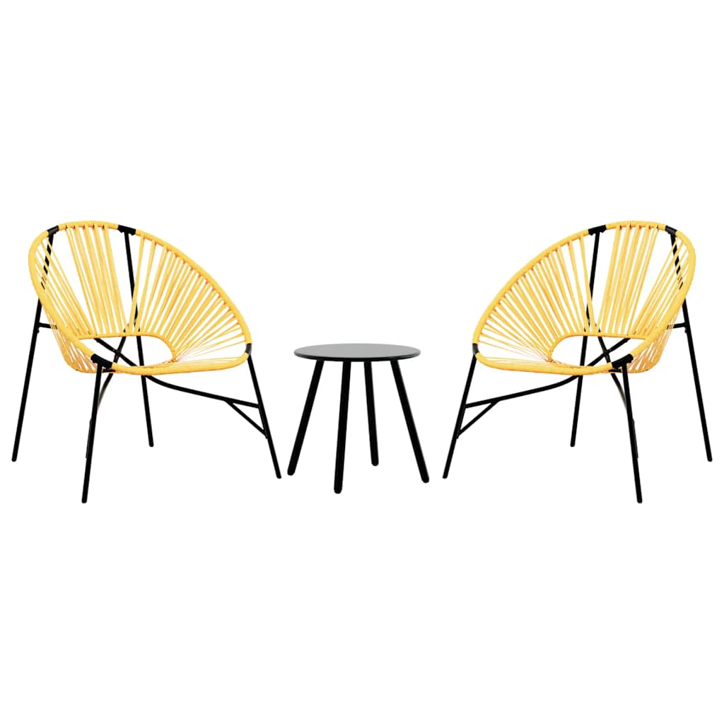 Set Tuinstoelen 3-Delig Poly Rattan Zwart en geel