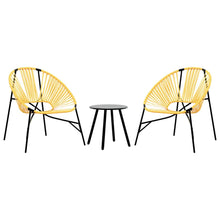 Set Tuinstoelen 3-Delig Poly Rattan Zwart en geel