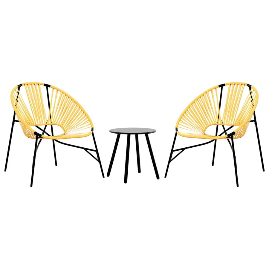 Set Tuinstoelen 3-Delig Poly Rattan Zwart en geel