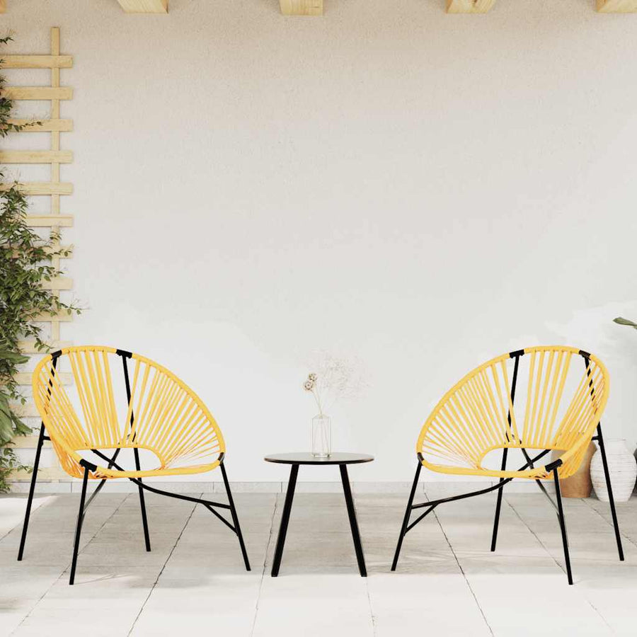 Set Tuinstoelen 3-Delig Poly Rattan Zwart en geel
