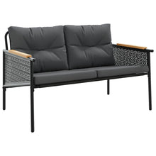 Tuinbank met kussens 116 cm staal zwart