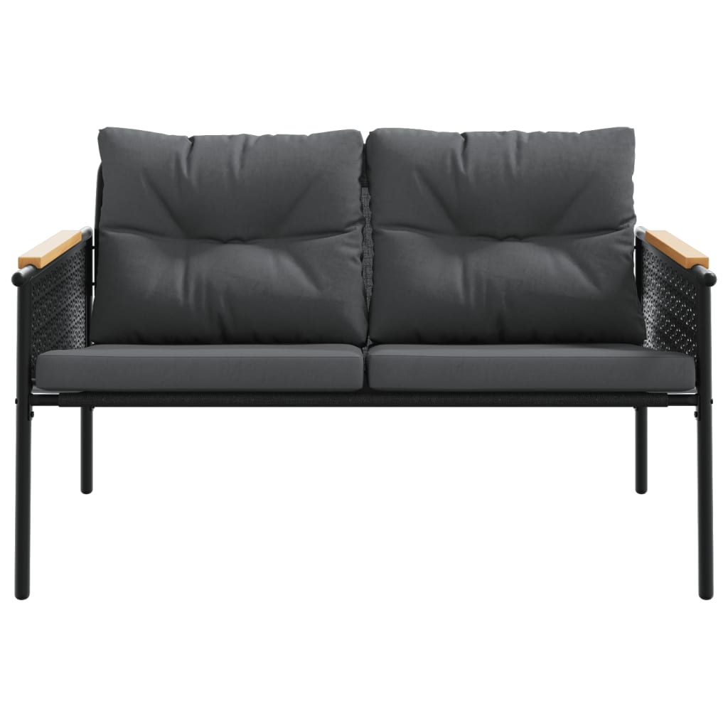 Tuinbank met kussens 116 cm staal zwart