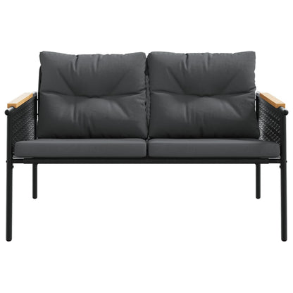 Tuinbank met kussens 116 cm staal zwart