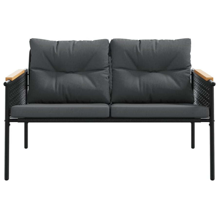 Tuinbank met kussens 116 cm staal zwart