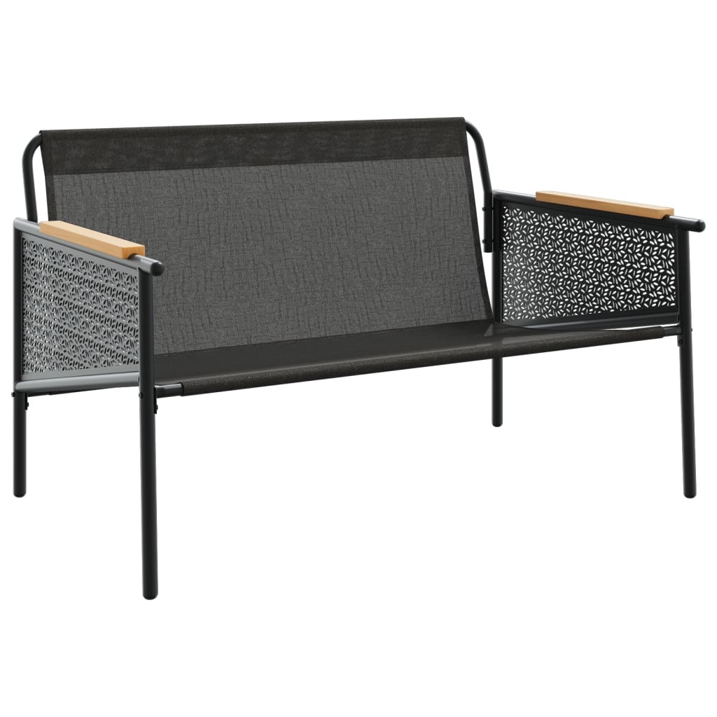Tuinbank met kussens 116 cm staal zwart
