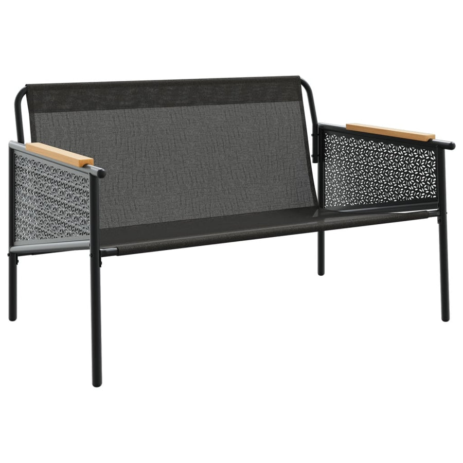 Tuinbank met kussens 116 cm staal zwart