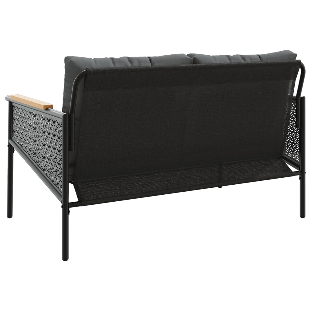 Tuinbank met kussens 116 cm staal zwart