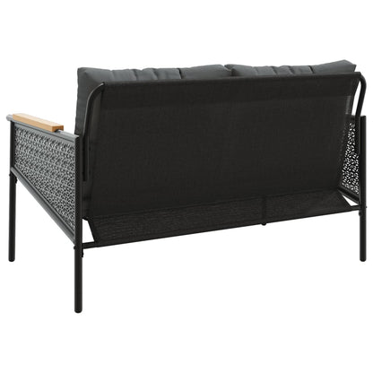 Tuinbank met kussens 116 cm staal zwart