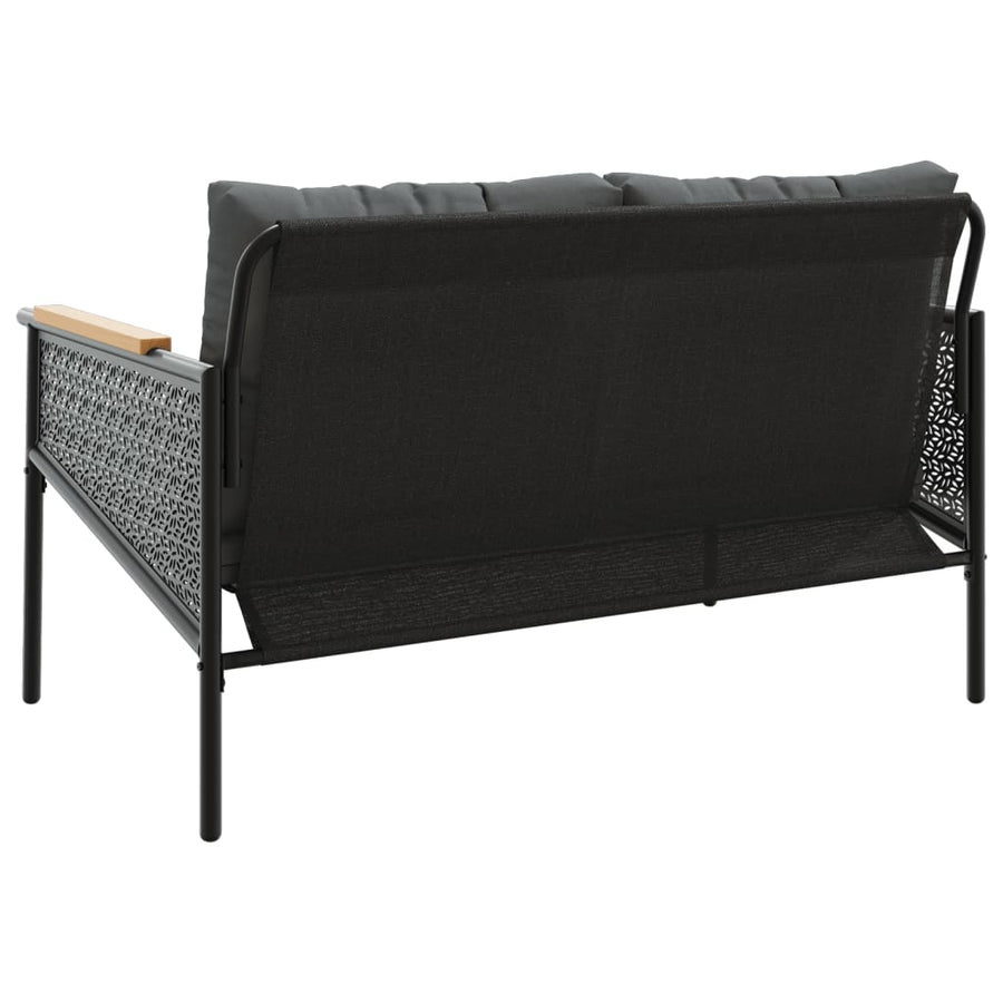 Tuinbank met kussens 116 cm staal zwart