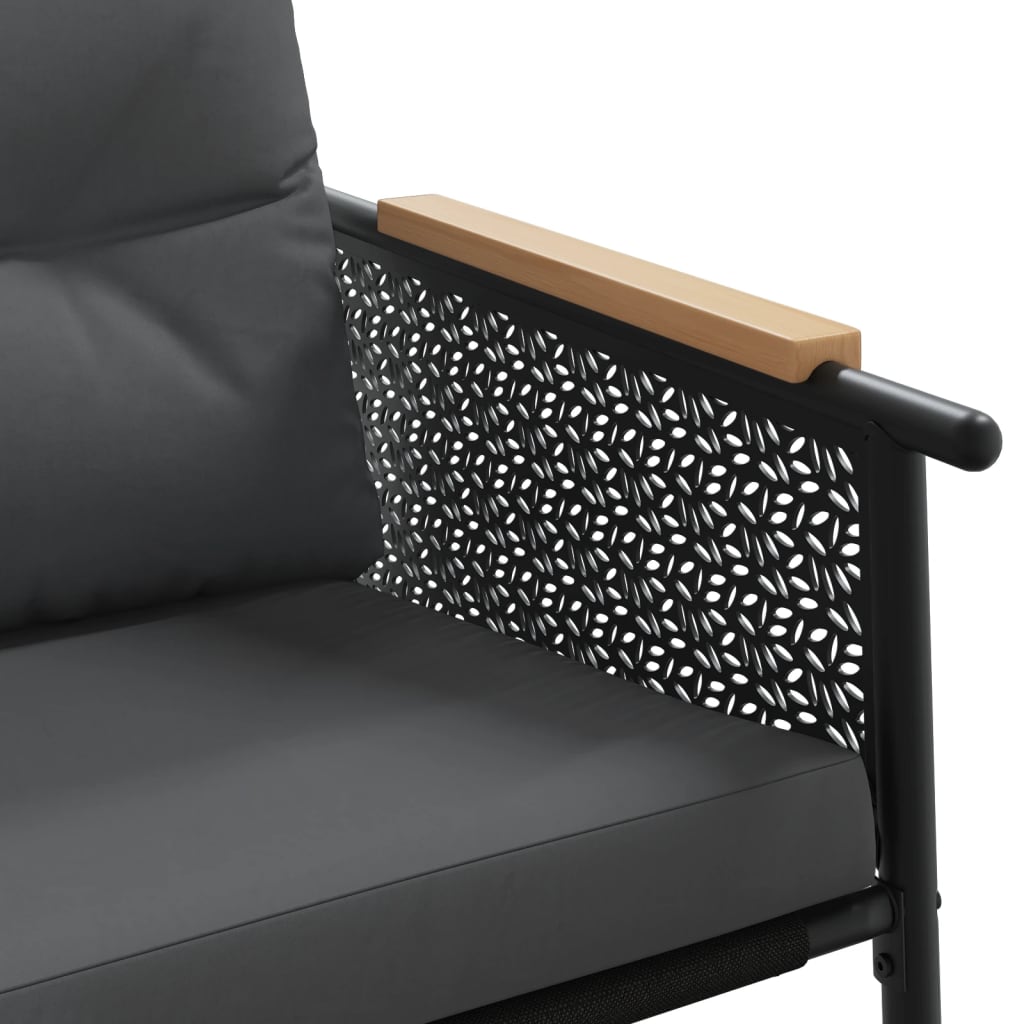 Tuinbank met kussens 116 cm staal zwart