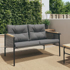 Garden bench with cushions 116 cm steel black