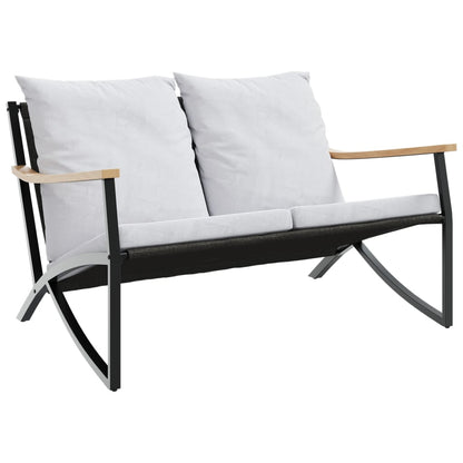 Tuinbank met kussens 120 cm staal zwart