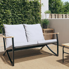 Tuinbank 120 cm staal zwart met kussens