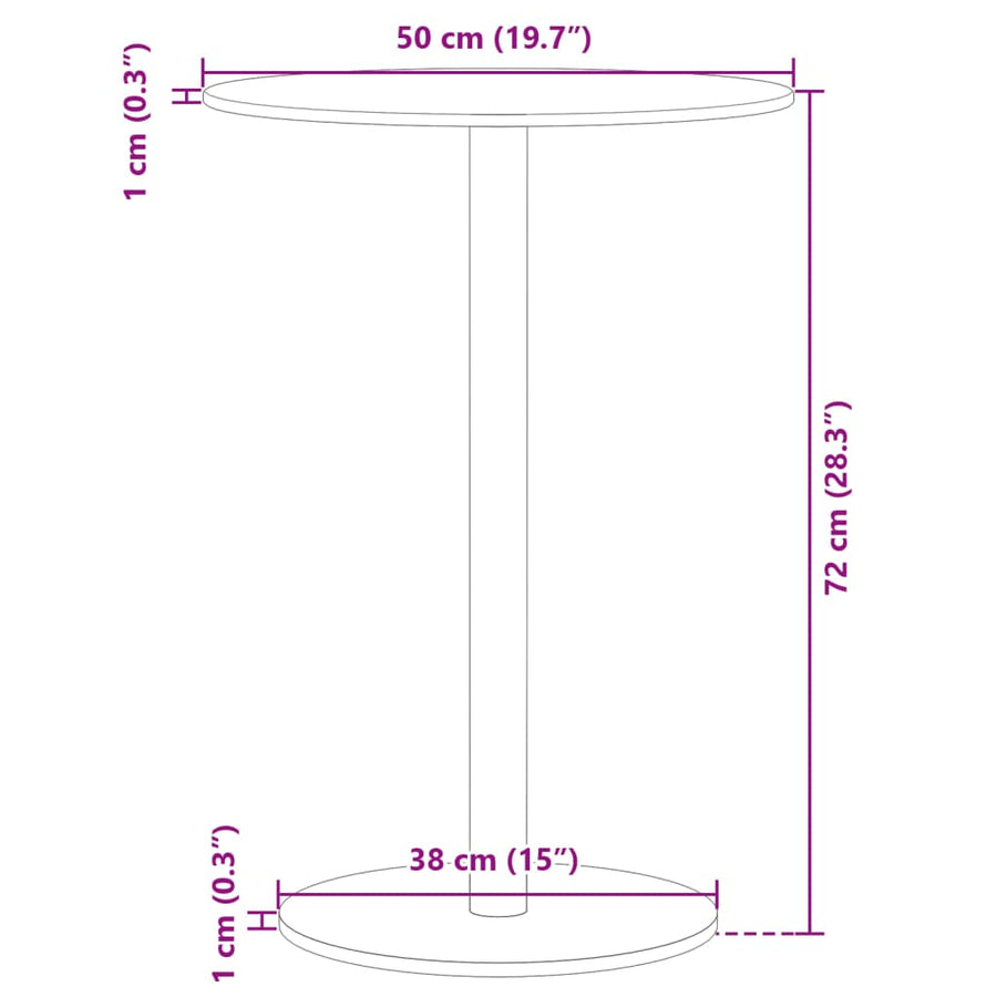 Tuintafel Rond Ø50X72 Cm Staal Zwart