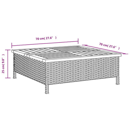 Tuintafel 70X70X25 Cm Poly Rattan En Acaciahout