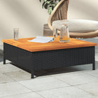Tuintafel 70x70x25 cm poly rattan acaciahout zwart