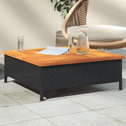 Tuintafel 70x70x25 cm poly rattan acaciahout zwart