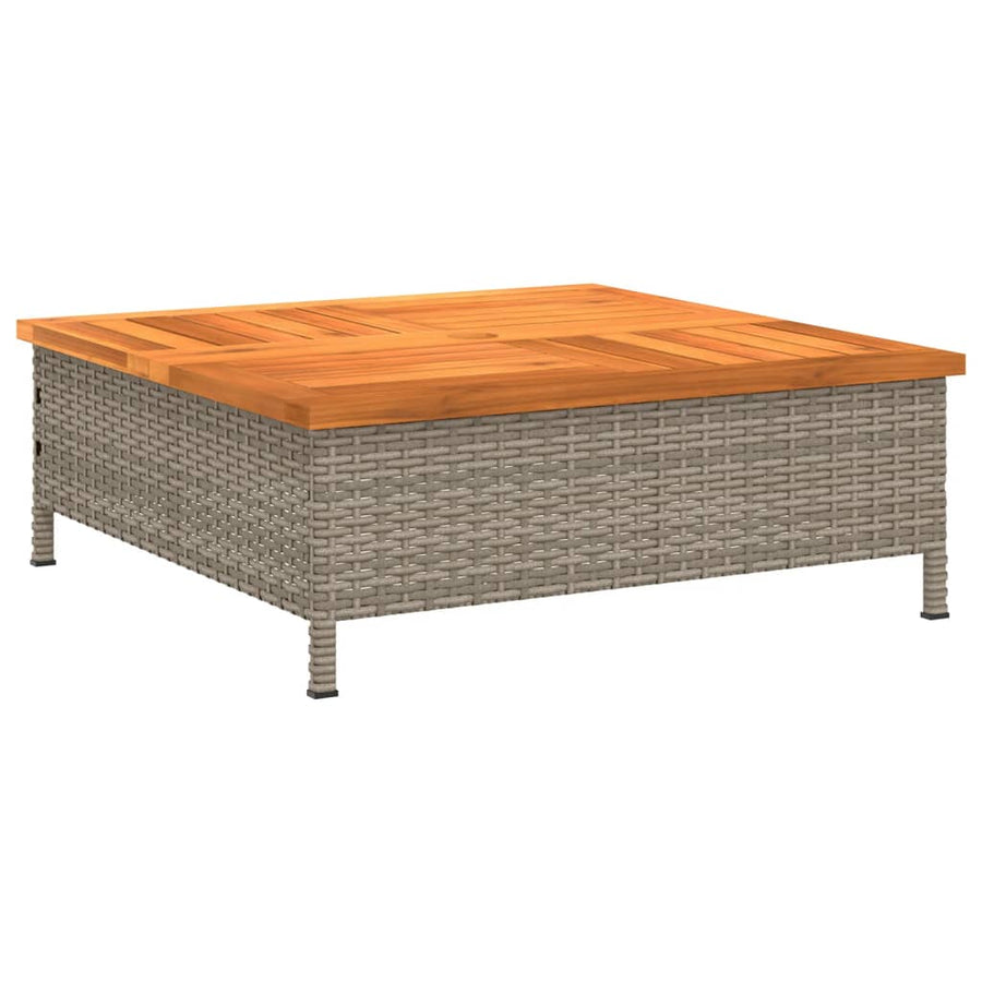 Tuintafel 70x70x25 cm poly rattan en acaciahout grijs Grijs