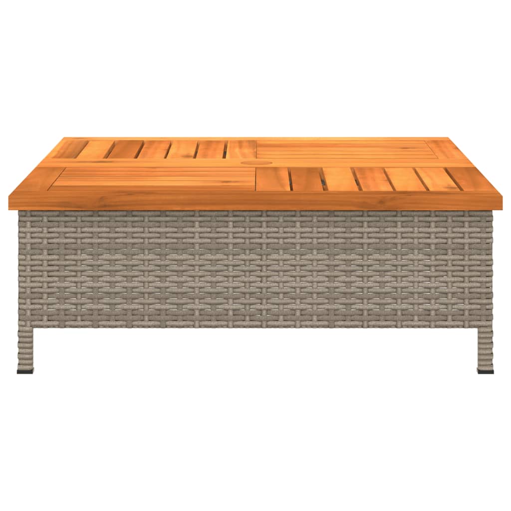 Tuintafel 70x70x25 cm poly rattan en acaciahout grijs Grijs