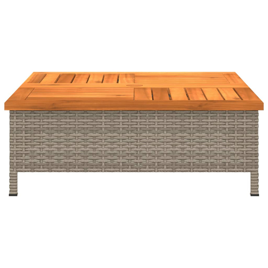 Tuintafel 70x70x25 cm poly rattan en acaciahout grijs Grijs