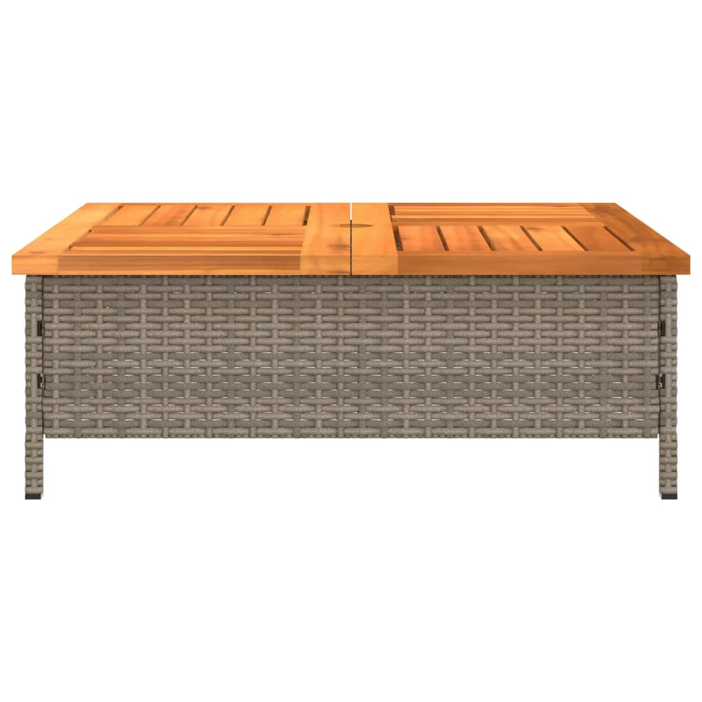 Tuintafel 70x70x25 cm poly rattan en acaciahout grijs Grijs