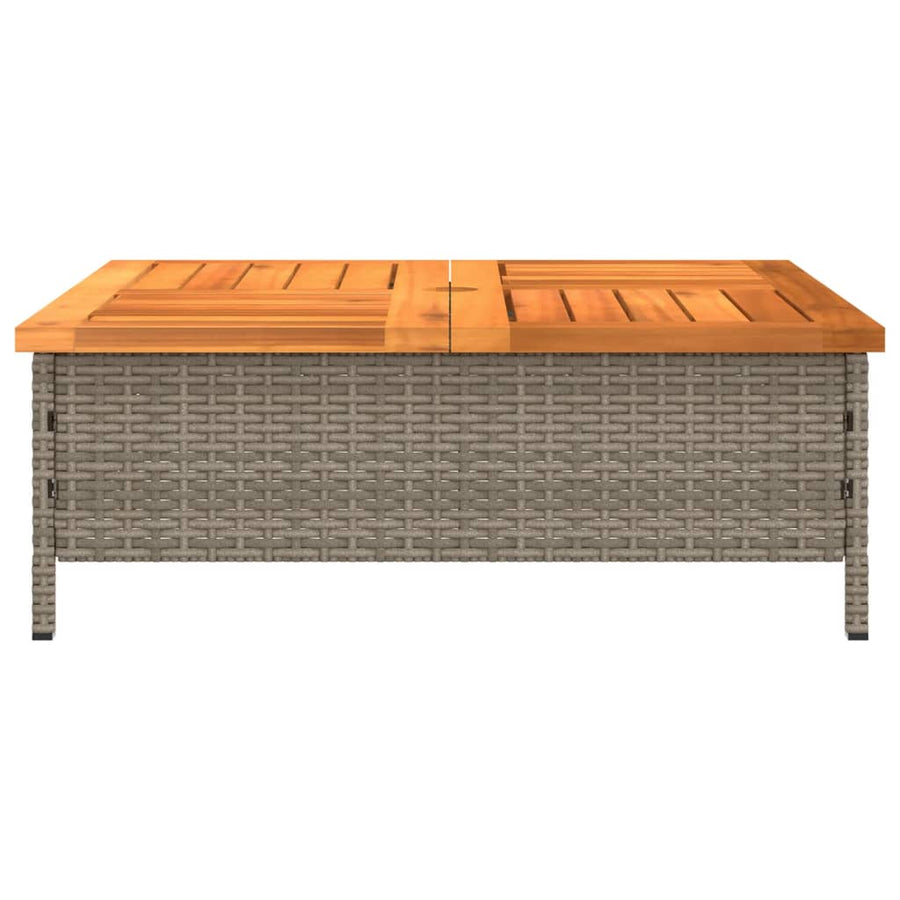 Tuintafel 70x70x25 cm poly rattan en acaciahout grijs Grijs