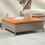 Tuintafel 70x70x25 cm poly rattan acaciahout grijs