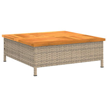 Tuintafel 70x70x25 cm poly rattan en acaciahout Beige