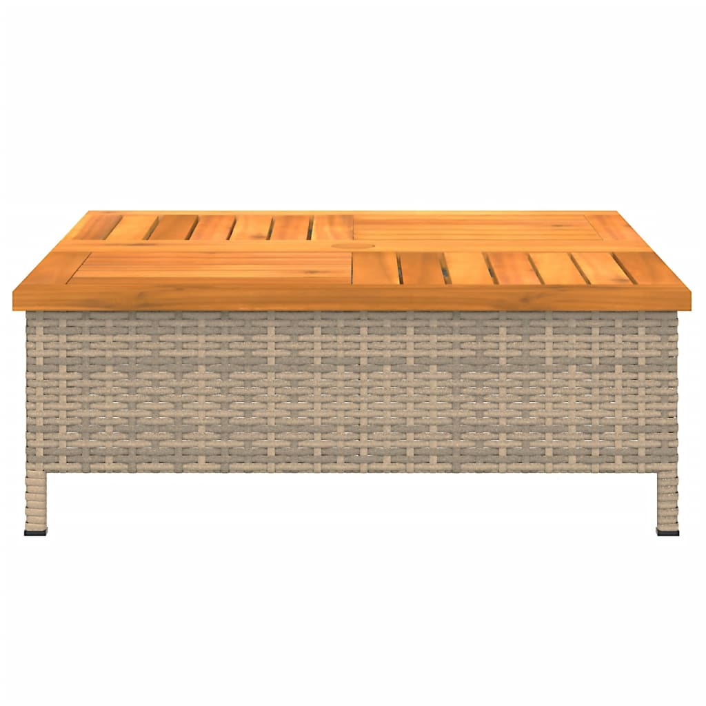 Tuintafel 70x70x25 cm poly rattan en acaciahout Beige