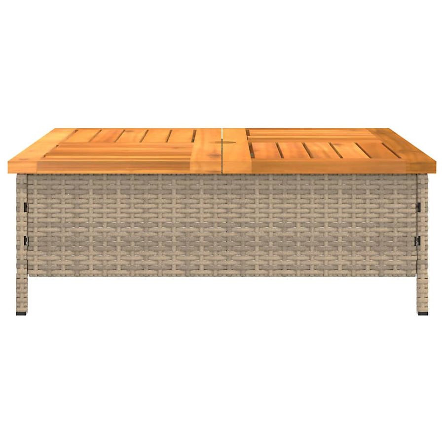 Tuintafel 70x70x25 cm poly rattan en acaciahout Beige